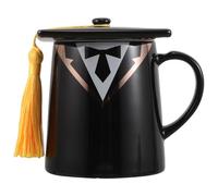 Gadpiparty Black Ceramic Coffee Travel Mug 450ml with Graduation Cap 3D Design and Spillproof Tassel Lid Ergonomic Lip for Daily Use and Graduation Gifts for Classrooms 2026