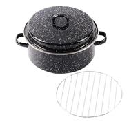 Gadpiparty Black Enamel and Reusable Design Roasting Pan with Wear Resistant Bottom Household Cooking Pot for Barbecue and Roasting Sweet Potatoes at Home