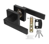 Gadpiparty Black Matte Aluminum Alloy Exterior Door Handle Lock with Key Square Modern Bedroom Door Knob for Privacy and Security Easy Fit in Home Apartment Bathroom Use