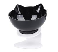 Gadpiparty Black Plastic Tilted Cat Food Bowl with Neck Guard, Good Biting Resistance, Pet Feeding Dish for Cats, Sturdy and Easy to Clean Pet Single Bowl