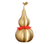 Gadpiparty Brass Gourd Statue Feng Shui Decor with Leaf Open Mouth 5.5 Inch Vintage Chinese Decorative Gourd Figurine for Home Collectible and Housewarming