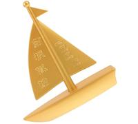 Gadpiparty Brass Sailboat Model Decorative Ornament Nautical Home Decor Accent Delicate Sailing Boat Craft for Office and Living Room Display
