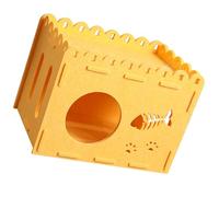 Gadpiparty Breathable Felt Cat Bed with Detachable Scratching Board Small Yellow Cat House 400x300x300mm Multi-season Sturdy Pet Sleeping Place and Cozy Nest