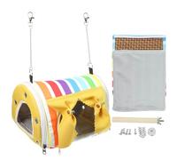 Gadpiparty Breathable Parrot Hanging Hammock Nest Small Rainbow Yellow Bird Cage Bed Hut for Canary Budgie Cockatiel Finch Pet Sleeping Tent