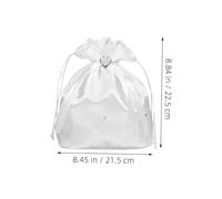 Gadpiparty Bride Money Bag 2Pcs Satin White Elegant Rhinestone Drawstring Purse for Wedding Day and Evening Events
