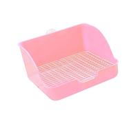 Gadpiparty Bunny Litter Box with Anti-spill Design Plastic Rectangular Pet Toilet Small Size for Rabbits Guinea Pigs and Hamsters Indoor Cage Use Pink