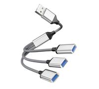 Gadpiparty Cable 5v/2a Alloy, Aluminium with Maximum and Output Nylon Over-current Multi-port USB Splitter 1 Male to 3 Female Ports Build, Avoid Over-voltage and-current for Suitable Hard Disk