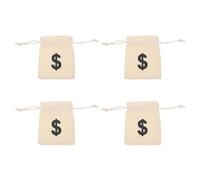 Gadpiparty Canvas Drawstring Bags Beige 4pcs with Creative Letter Pattern Design Easy to Store and Carry Small Pouches for Birthday Parties and Holiday Parties