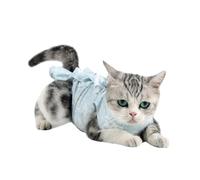 Gadpiparty Cat Recovery Suit Post-surgery Thin Lightweight Blue Plum Blossom Size M, Breathable Anti-lick Pet Clothes for Spaying Care and Healing
