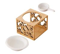 Gadpiparty Ceramic Essential Oil Burner with Bamboo Base, Wax Melt Burner for Freshening Air, Sturdy and Not Easy to Break, for Yoga Room and Hotel Home Office Decor
