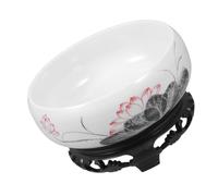 Gadpiparty Ceramic Hydroponic Planter Pot with Plastic Stand Lotus Bowl for Succulents and Water Lily Elegant Blue and White Porcelain Flower Container for Indoor Decor and Multifunctional