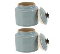 Gadpiparty Ceramic Storage Containers Style 2pcs with Sealed Cover Design Large Capacity, Easy to Clean for Food Materials and Tea Suitable for Banks and Supermarkets