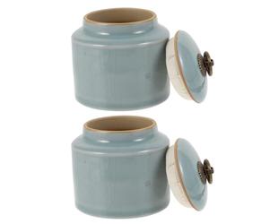 Gadpiparty Ceramic Storage Containers Style 2pcs with Sealed Cover Design Large Capacity, Easy to Clean for Food Materials and Tea Suitable for Banks and Supermarkets