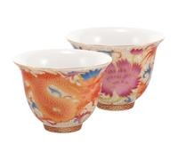 Gadpiparty Chinese Ceramic Tea Cups with Dragon and Phoenix Motif for Kung Fu Tea Sessions and Cultural Festival Use