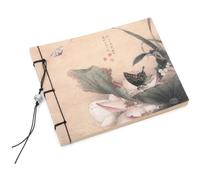 Gadpiparty Chinese Style Thread Bound Sketchbook, Vintage Lotus Butterfly Art Notebook with Tassel, Blank Paper Drawing Book for Sketching, Journaling, Calligraphy Practice & Gift