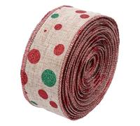 Gadpiparty Christmas Burlap Ribbon Printing Trim Ribbons Linen Material Excellent Workmanship Dotted Decor Strongly Practical Xmas Decorating Parties for People Who are Fancy of Art