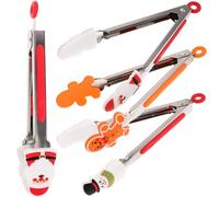 Gadpiparty Christmas Kitchen Tongs Christmas Silicone Tongs, Food Serving s Santa Gingerbread Man Snowman Small Kids Colourful s for Ice Cube Fruits Sugar BBQ