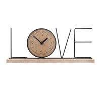 Gadpiparty Classical Desktop Decorative Clock with English Letters, Non-ticking Silent Metal and Wood Table Clock, Large Scale, Wear Resistant, for Room Desk Or Office
