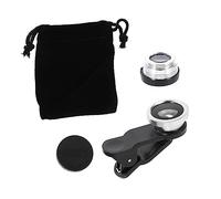 Gadpiparty Clip-on Phone Camera Lens Kit Wide Angle and Macro Photography Attachments 2 Sets with Fisheye and Macro Lenses Silver Plastic with Universal Clip and Microfiber Lens Bag