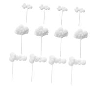 Gadpiparty Cloud Cake Decorating Plug-in Set 12pcs White Clouds Cake Topper Plush Cupcake Toppers for Birthday