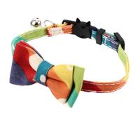 Gadpiparty Colorful Cat Bowtie Collar with Bell, Rainbow Pet Bow Chain Adjustable Necklace for Kittens and Domestic Cats