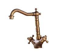 Gadpiparty Copper Sink Faucet Dual-Handle Hot Cold Water Tap Brass Bathroom Kitchen Mixer Vintage Style