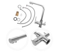 Gadpiparty Copper Stainless Steel Kitchen Faucet with Dual-Function Sprayer Two-Handle Hot and Cold Water Control Easy Installation Replacement Tap for Laundry Tub and Bathroom Use