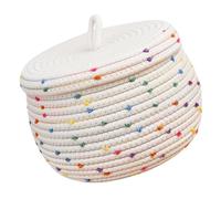 Gadpiparty Cotton Rope Egg Storage Basket with Lid, Woven Decorative Kitchen Organizer for Desktop, Nordic Style Household Storage Bin