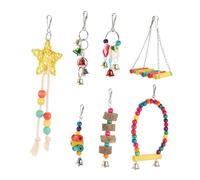 Gadpiparty Creative Safe Parrot Entertainment with Hanging Swing and Biting Bell Bird Plaything for Small to Birds to Mood and Encourage Natural Chewing Behavior