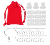 Gadpiparty DIY Earring Making Kit Silver Plated Copper Hooks and Backs with Red Storage Bag Lightweight Ear Jewelry Materials for Handmade Earrings Crafting and Gift Sharing