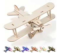 Gadpiparty DIY Wooden Aircraft Model Kit 3D Aeroplane Puzzle for Kids to Paint and Assemble Handmade Wooden Plane Model Construction Set for Creative Educational Craft Activities Natural Wood