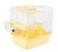Gadpiparty Double Layer Small Hamster Cage with Large Space and Easy to Clean Features, Yellow Plastic and Wire Guinea Pig and Chinchilla Cage Suitable for Small Pets and Hamsters
