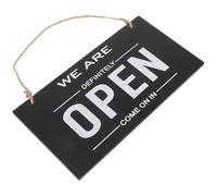 Gadpiparty Double Sided Open Closed Sign for Business Front Door with Black Density Board and Jute Rope, Breeze Installation Outdoor Store Door Notice for Shops