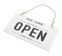 Gadpiparty Double Sided Wooden Hanging Sign with Easy Turnover Hemp Rope, Modern Rustic Design for Business Door and Wall Decoration, White Open Closed Sign Board for Shops