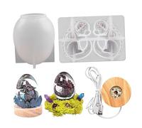 Gadpiparty Dragon Egg Silicone Mold with Flexible Epoxy Casting Mold and White Lighted Base Reusable Non Stick Soft Silicone for DIY Crystal Resin Night Lamp Craft Compact for Home Decor and