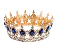 Gadpiparty Elegant Blue Pageant Crown Hair Accessories Wedding Crown Headpieces for Bride with Rhinestone Zinc Alloy, Fashion Headwear for Special Party and Wedding