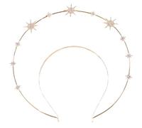 Gadpiparty Elegant Golden Radiant Crown Headband for Women and Lightweight Copper Star-shaped Vintage Hair Accessory for Beauty Pageants and Retro Parties