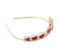 Gadpiparty Elegant Red Heart Rhinestone Crown Headband and Bride, Acrylic Material with Shiny Crystal Decoration, Easy to Attach Bridal Hair Accessory for Valentine's Day or Anniversary