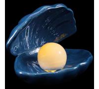Gadpiparty Elegant Shell Design Night Light Lamp Ceramic Home Decorative Ornament for Bedroom Living Blue Pearl Accent Creative Gift for Christmas and Festivals
