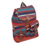 Gadpiparty Ethnic Style Drawstring Canvas Backpack for Women Large Capacity Vintage Plaid Bucket Bag Fits Books and Daily Essentials Adjustable Capacity Casual Travel School Bag