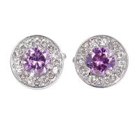 Gadpiparty Fashionable Rhinestone Studded Alloy Cufflinks for Men Simple Decorative Shirt Buttons Easy to Sew Accessories for Suits and Formal Wear Purple