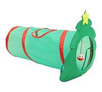 Gadpiparty Foldable Cat Tunnel Cat Cage Supply Interactive Toy Easy to Carry Xmas Tree Shape Polyester Green Cute Christmas Theme
