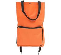 Gadpiparty Folding Shopping Trolley Cart with Wheels, Portable Reusable Grocery Bag Large Pouch, Compact Foldable Laundry Trolley Suitable for Home and Elderly Use, Orange Square Bag