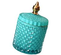 Gadpiparty Glass Storage Jar Multi Functional Snack Storage Container Airtight Candy Jar with Lid for Tea Herbs Dried Fruits and Jewelry Elegant Blue Design for Home Organization