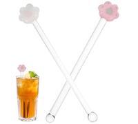 Gadpiparty Glass Swizzle Sticks 2Pcs Long Handle Stirring Rods for Coffee, Cocktails, and Juice Mixing at Home or Bar 6.10In