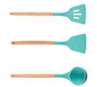 Gadpiparty Green Silicone Kitchen Utensil Set with Hanging Hole Design, 3pcs Cooking Tools Including Spatula and Spoon Ladle for Stir-frying and Everyday Kitchen Use