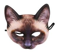 Gadpiparty Halloween Masquerade Half Eyes Fun Cat Face Design Unisex Eva and Fabric Material for Cosplay Costume Party Brown Siamese Style