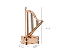 Gadpiparty Hand Crank Wooden Music Box Harp Shape Manual Assembled Music Box for DIY Craft
