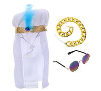 Gadpiparty Handmade Arabian Pet Costume with Gold Chain and Headscarf Dubai Style Dog Robe for Small Dogs and Cats Novelty Middle Eastern Puppy Outfit for Halloween Christmas Parties