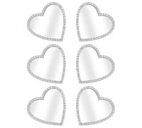 Gadpiparty Heart Mirror Phone Case Charms Silver 6pcs with Rhinestones | Smartphone Backs, Office Breaks, Adhesive Tape Included, Glass and Metal Finish, Daily Routine